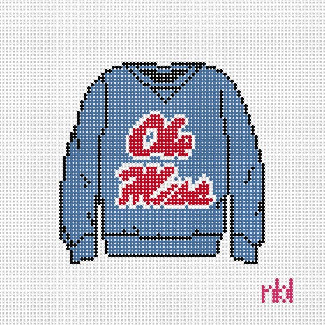 Ole Miss Sweatshirt Needlepoint Canvas - Needlepoint by Laura