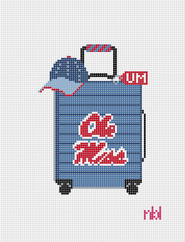 Ole Miss Travel Suitcase Needlepoint Canvas - Needlepoint by Laura