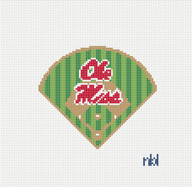 Ole Miss Baseball Diamond Needlepoint Canvas 18 Mesh 4"
