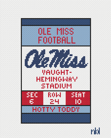 Ole MIss Football Ticket 4x6 on 18 mesh