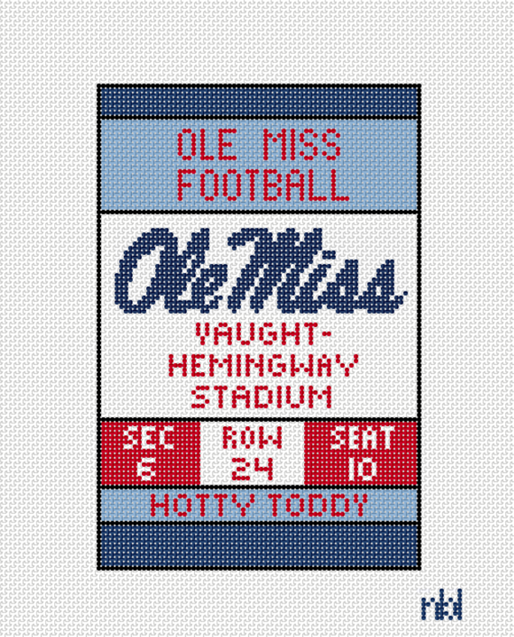 Ole MIss Football Ticket 4x6 on 18 mesh