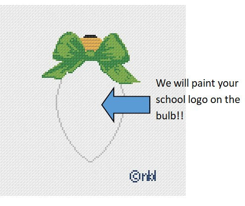 Custom Christmas Bow Light Bulb Green