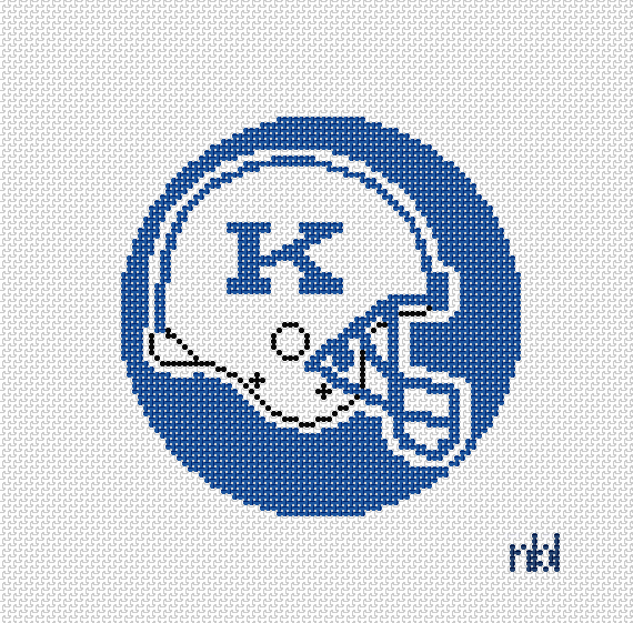 Kentucky Wildcats Power K Helmet Round Needlepoint Canvas, 4 in., 18 mesh