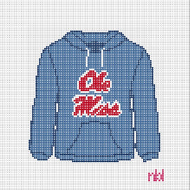 Ole Miss Hooded Sweatshirt Needlepoint Canvas - Needlepoint by Laura