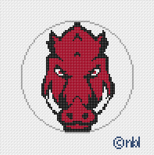 Arkansas Logo Round Needlepoint Canvas