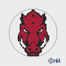 Arkansas Logo Round Needlepoint Canvas-3