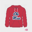 Ole Miss Hooded Sweatshirt Needlepoint Canvas Powder Red-1