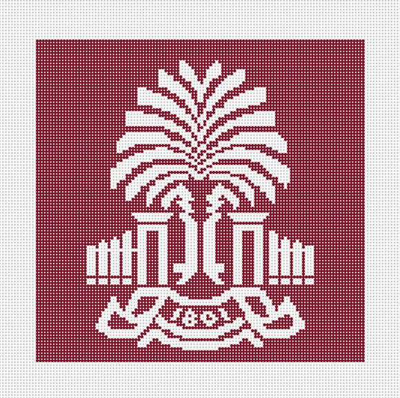 South Carolina Palms Logo 6 by 6 - Needlepoint by Laura