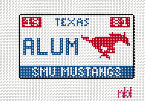 SMU License Plate - Needlepoint by Laura