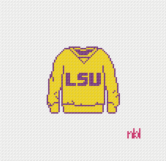 LSU Sweatshirt Needlepoint Canvas- Purple or Yellow