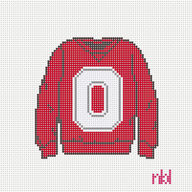 Ohio State Sweatshirt Needlepoint Canvas Red