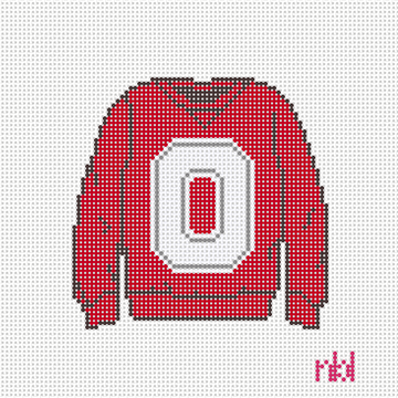 Ohio State Sweatshirt Needlepoint Canvas Red