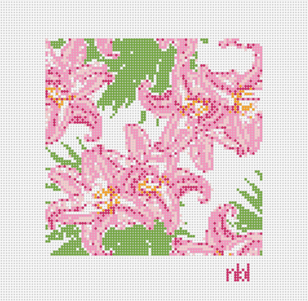 Stargazer Lilly Canvas 6 by 6 - Needlepoint by Laura