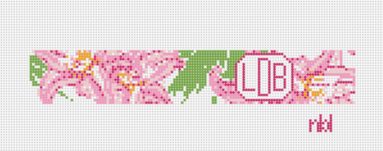 Stargazer key fob canvas with monogram - Needlepoint by Laura