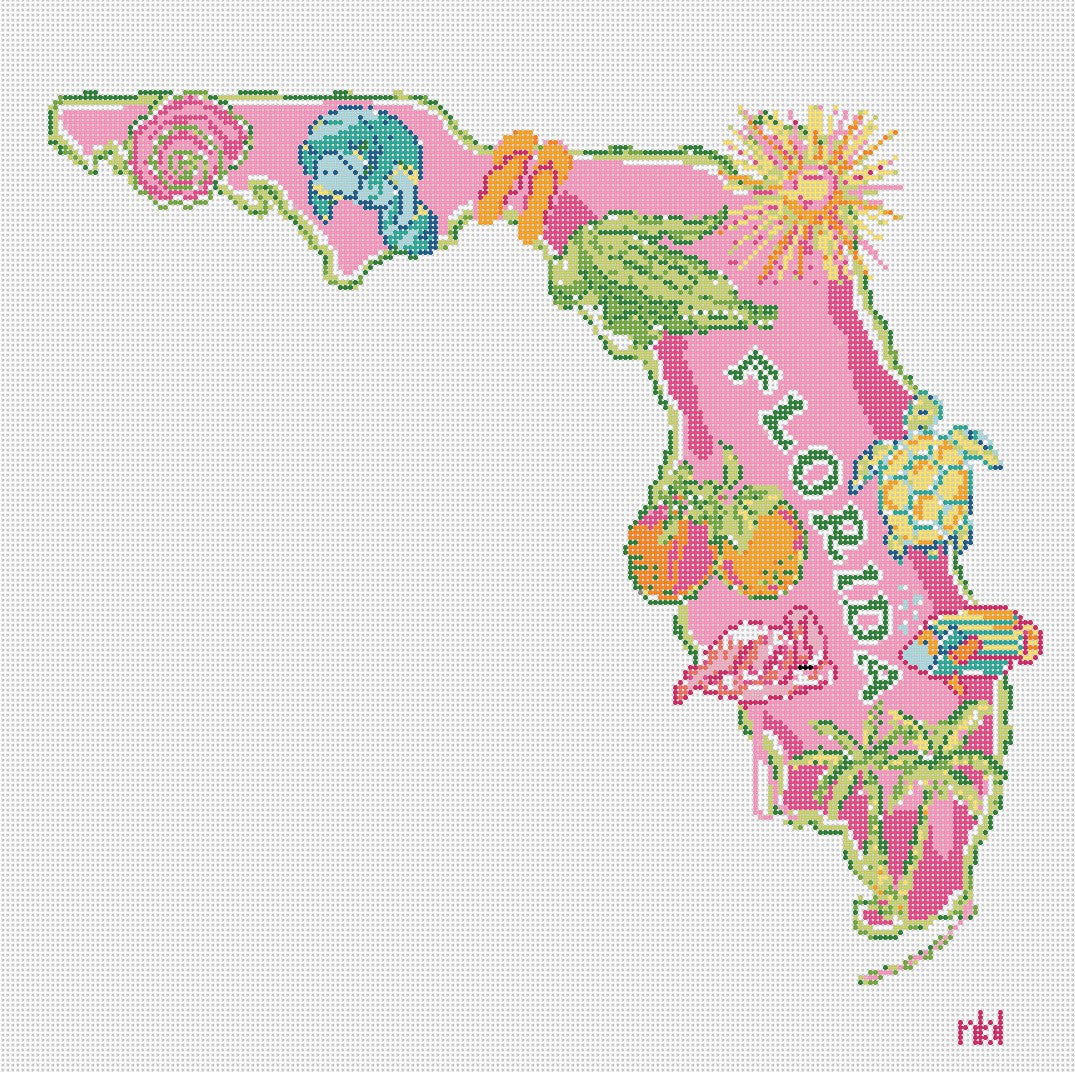 State of Florida Pillow - Needlepoint by Laura