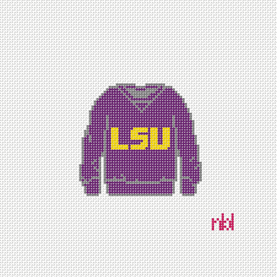 LSU Sweatshirt Needlepoint Canvas- Purple