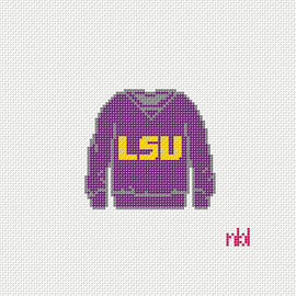 LSU Sweatshirt Needlepoint Canvas- Purple