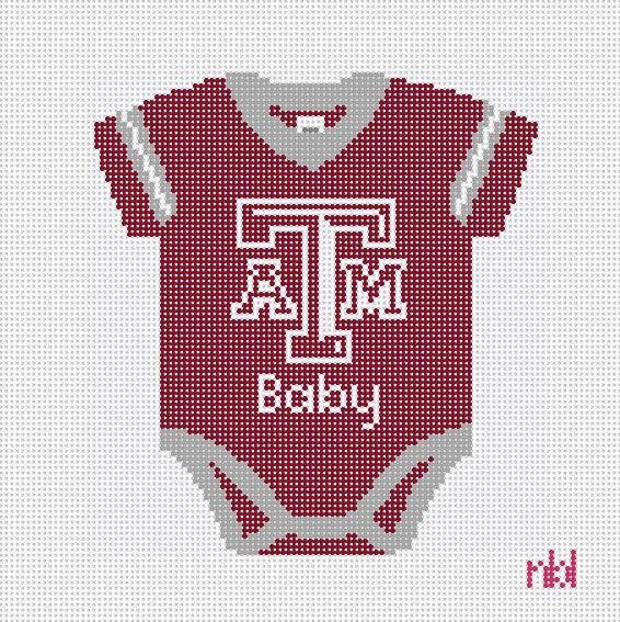 Texas A and M Baby Onesie - Needlepoint by Laura