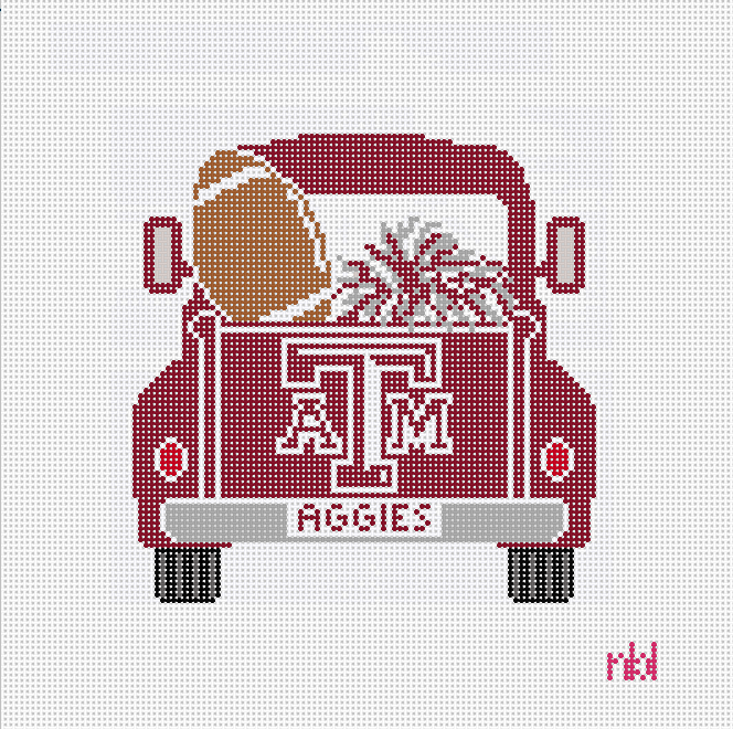 Texas A and M Vintage Truck - Needlepoint by Laura