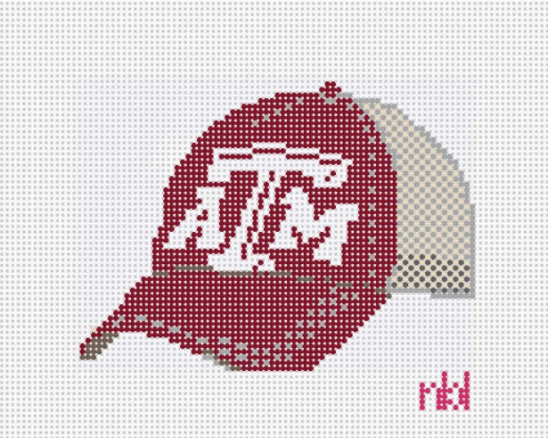Texas A and M Trucker Style Baseball Cap - Needlepoint by Laura