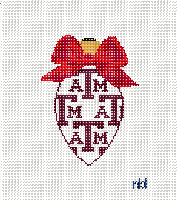 Texas A&M On Repeat Bow Light Bulb 18 Mesh Needlepoint Canvas, 3x4.75