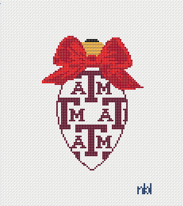 Texas A&M On Repeat Bow Light Bulb 18 Mesh Needlepoint Canvas, 3x4.75