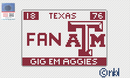 Texas A and M License Plate- FAN-1