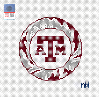 Texas A&M Aggies Round Needlepoint Canvas, 4 in., 18 Mesh