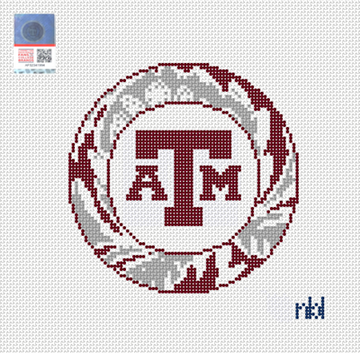 Texas A&M Aggies Round Needlepoint Canvas, 4 in., 18 Mesh