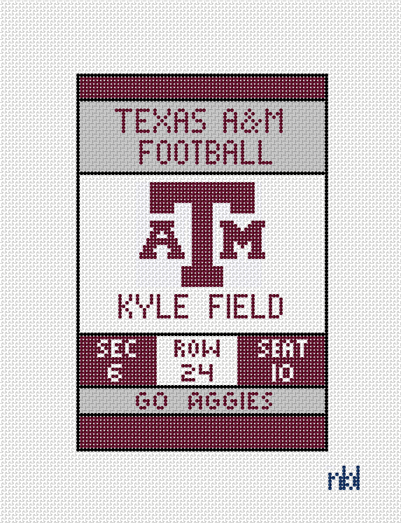 Texas A & M Football Ticket 4x6 on 18 mesh