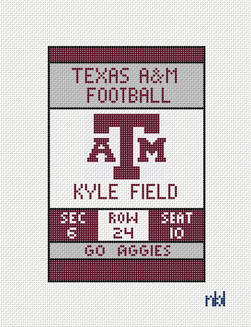 Texas A & M Football Ticket 4x6 on 18 mesh