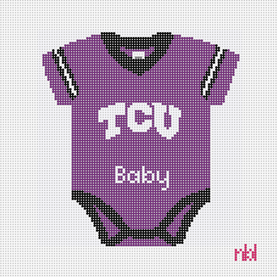 Texas Christian Baby Onesie - Needlepoint by Laura