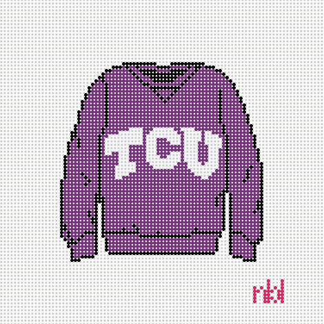 TCU Sweatshirt Needlepoint Canvas - Needlepoint by Laura