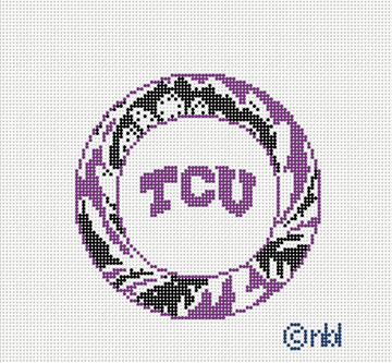 TCU Horned Frogs Round Needlepoint Canvas, 4 in., 18 Mesh