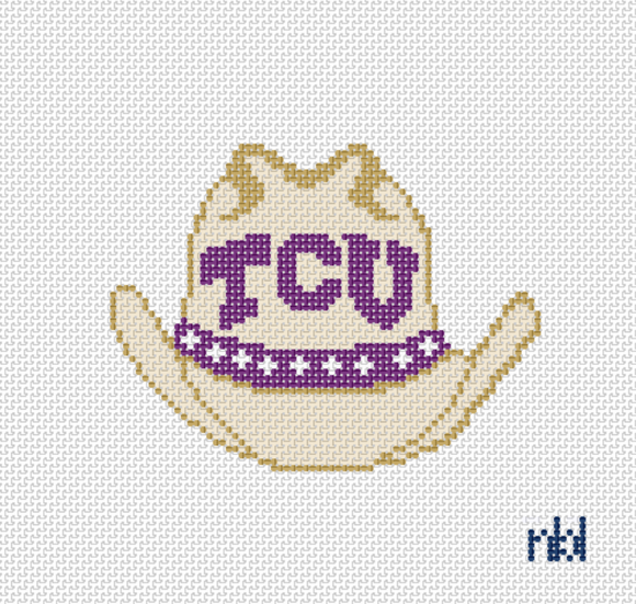 TCU Cowboy Hat Needlepoint Canvas