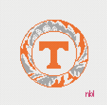 Tennessee Volunteers Round Needlepoint Canvas, 4 in., 18 Mesh