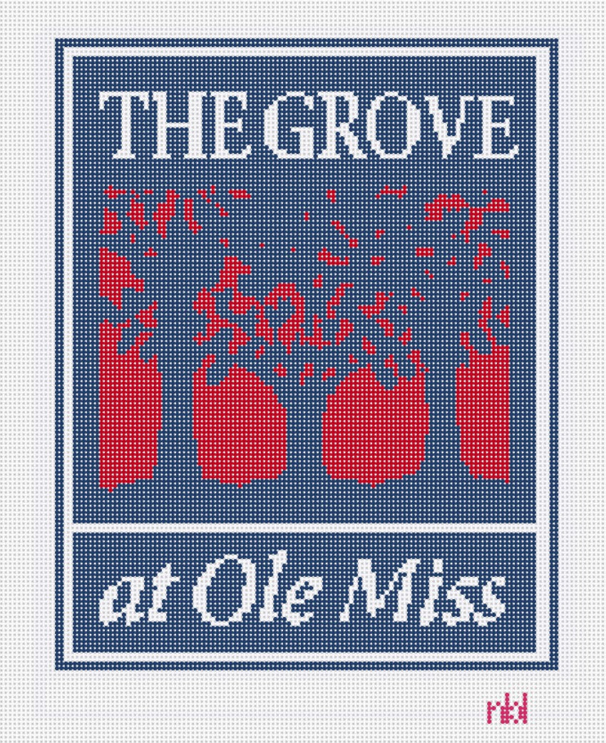 Ole Miss- The Grove Pillow Canvas - Needlepoint by Laura