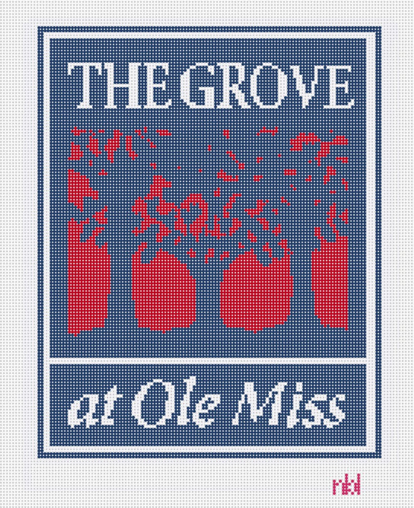 Ole Miss- The Grove Pillow Canvas - Needlepoint by Laura