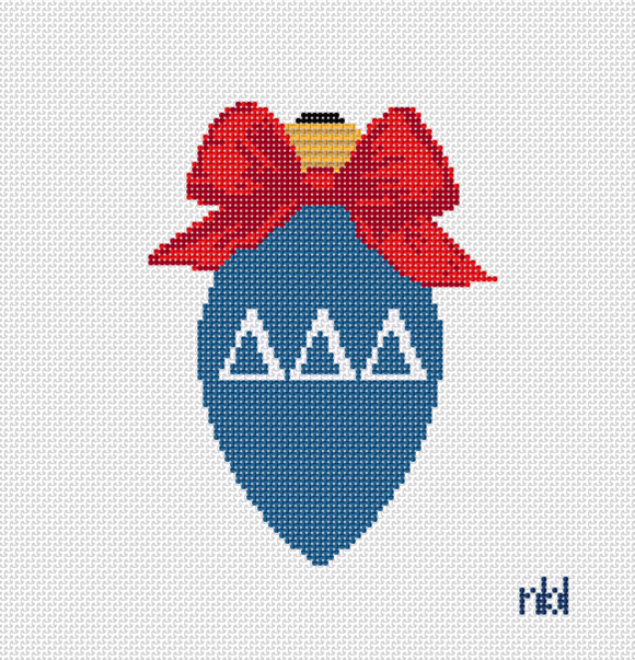 Delta Delta Delta Christmas Bow Light Bulb 18 Mesh Needlepoint Canvas, 3x5