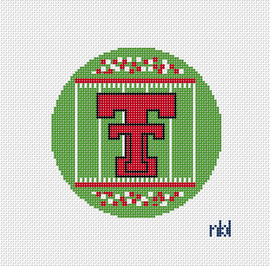 Texas Tech Football Field Round 18 Mesh Needlepoint Canvas, 4" Diameter