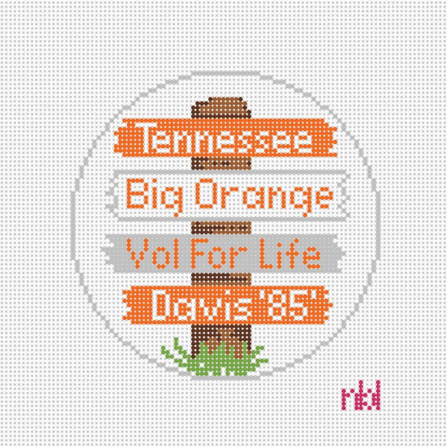 Tennessee Icon Destination Sign- 4 inch round - Needlepoint by Laura
