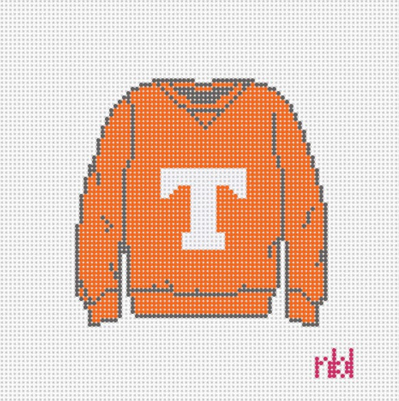 Tennessee Sweatshirt Needlepoint Canvas Orange or Gray