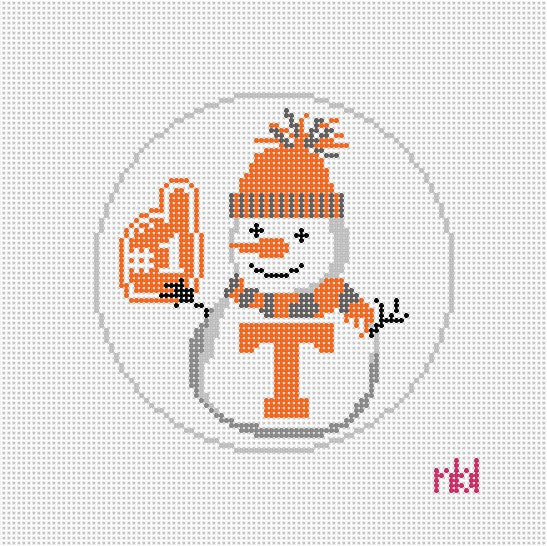 Tennessee Snowman 4 inch round - Needlepoint by Laura