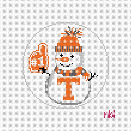 Tennessee Snowman 4 inch round - Needlepoint by Laura