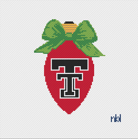 Texas Tech Red Raiders Christmas Bow Light Bulb 18 Mesh Needlepoint Canvas, 3x5
