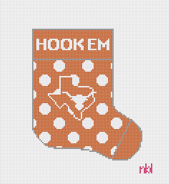 Texas Mini Polka Dot Stocking - Needlepoint by Laura