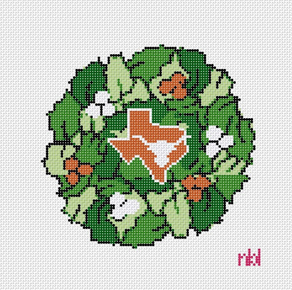 Texas Wreath - Needlepoint by Laura