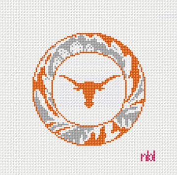 Texas Longhorns Round Needlepoint Canvas, 4 in., 18 Mesh