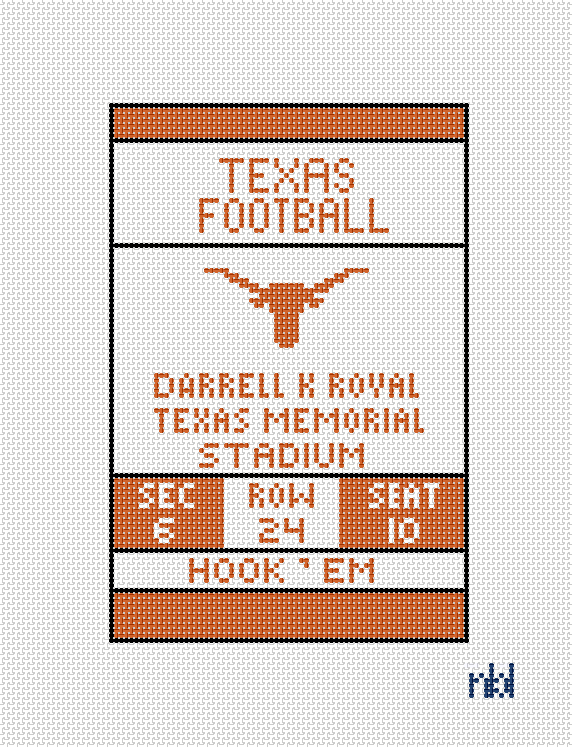 Texas Football Ticket 4x6 on 18 mesh