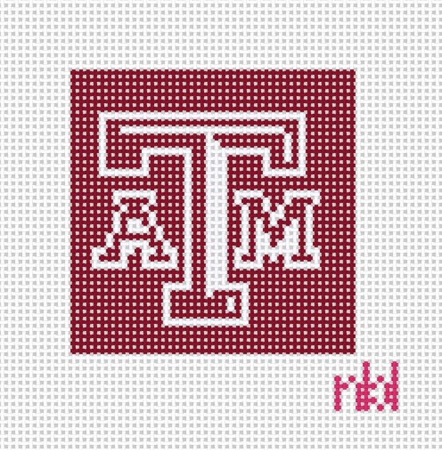 Texas A and M Mini Square - Needlepoint by Laura
